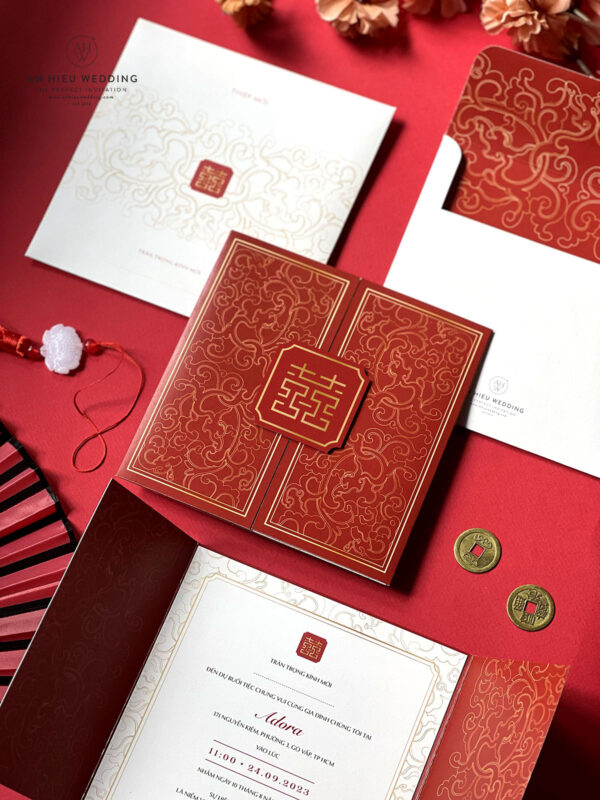 Thiệp cưới truyền thống Hoa văn cung đình Triều Nguyễn.